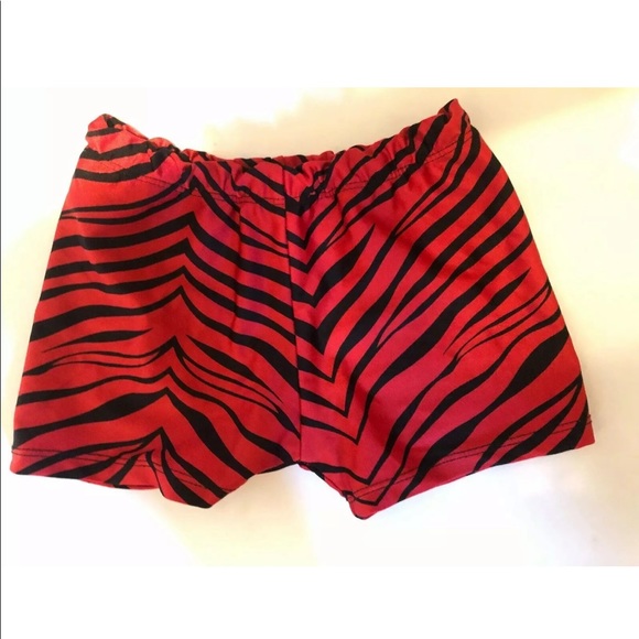BAL TOGS Gymnastic Dancer Shorts Child Medium CM 8/10 Red Zebra - Picture 5 of 7